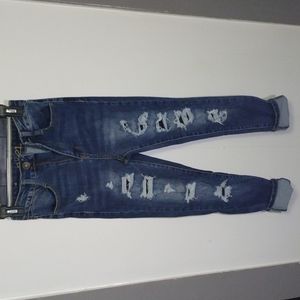 Dark distressed jeans